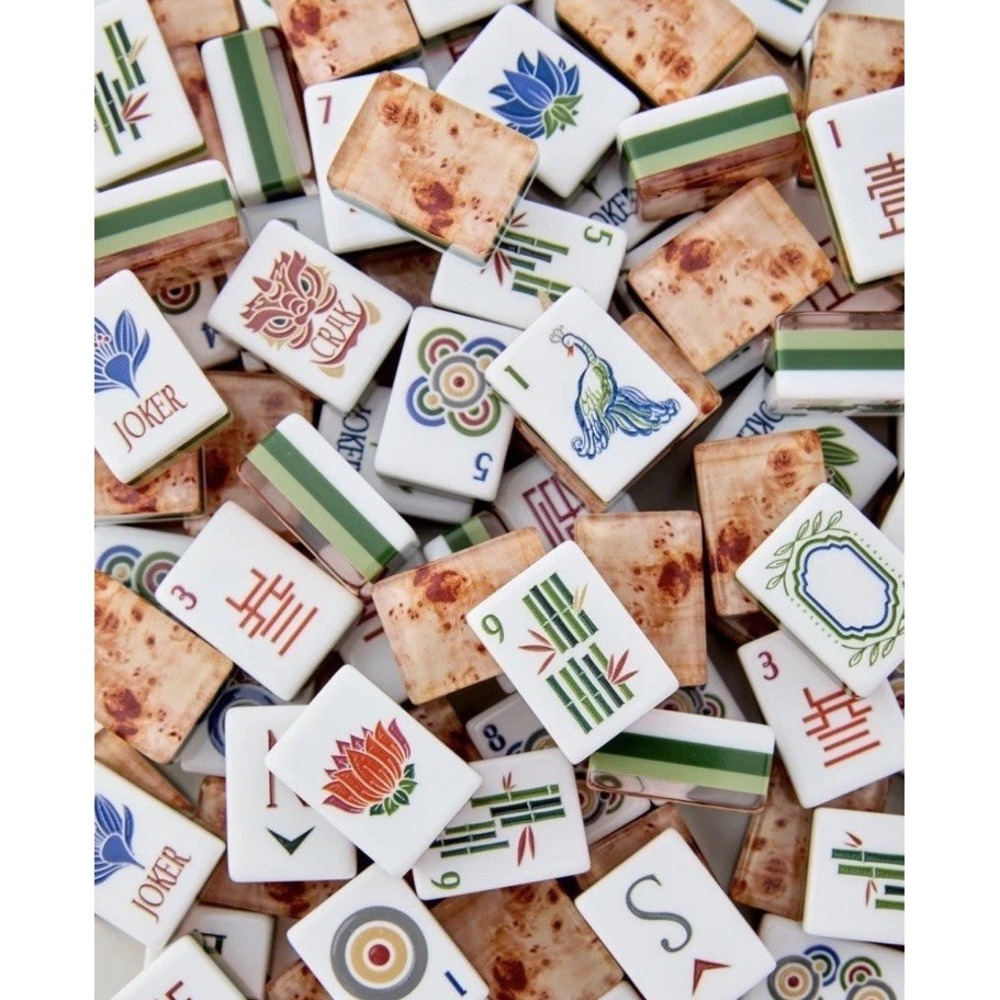 Oh My Mahjong Heritage Tile Set NEW Unopened Sealed Burl Wood Image
